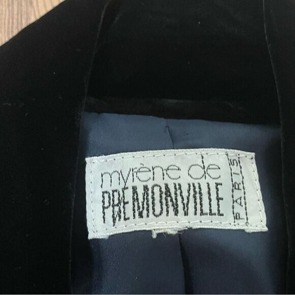 Myrene De Premonville Paris Vintage Double Breast Blazer Velvet Trim Gold Button - Picture 4 of 12